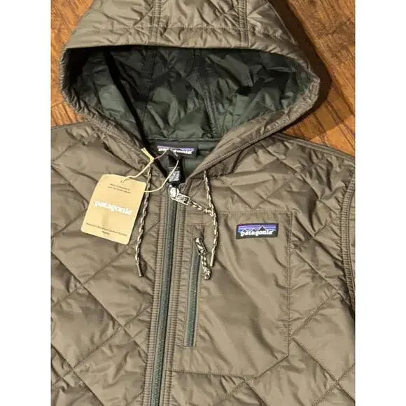 Patagonia Diamond Quilted Bomber Hoody Jacket Women's Size L NWT Basin Green - Picture 6 of 9